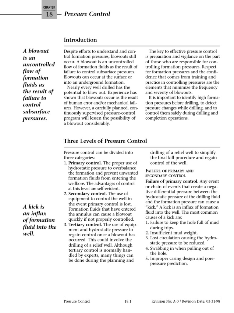 Chap - 18 Pressure Control | PDF | Blowout (Well Drilling) | Casing ...
