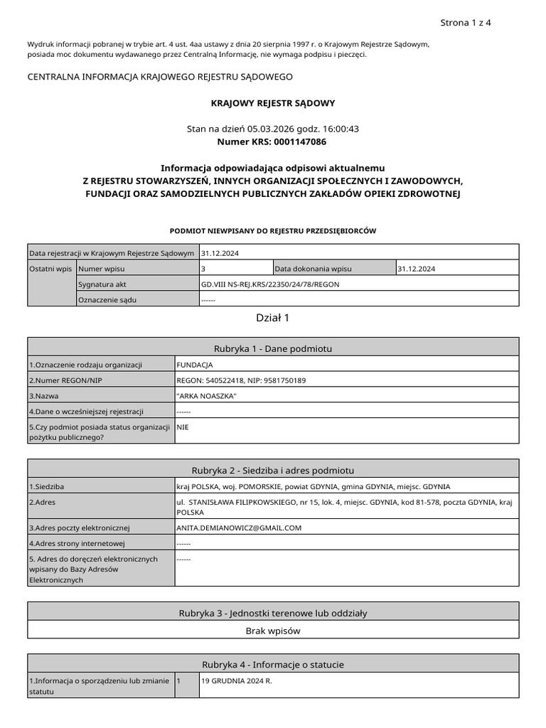 Certificate of Incorporation Poland | PDF