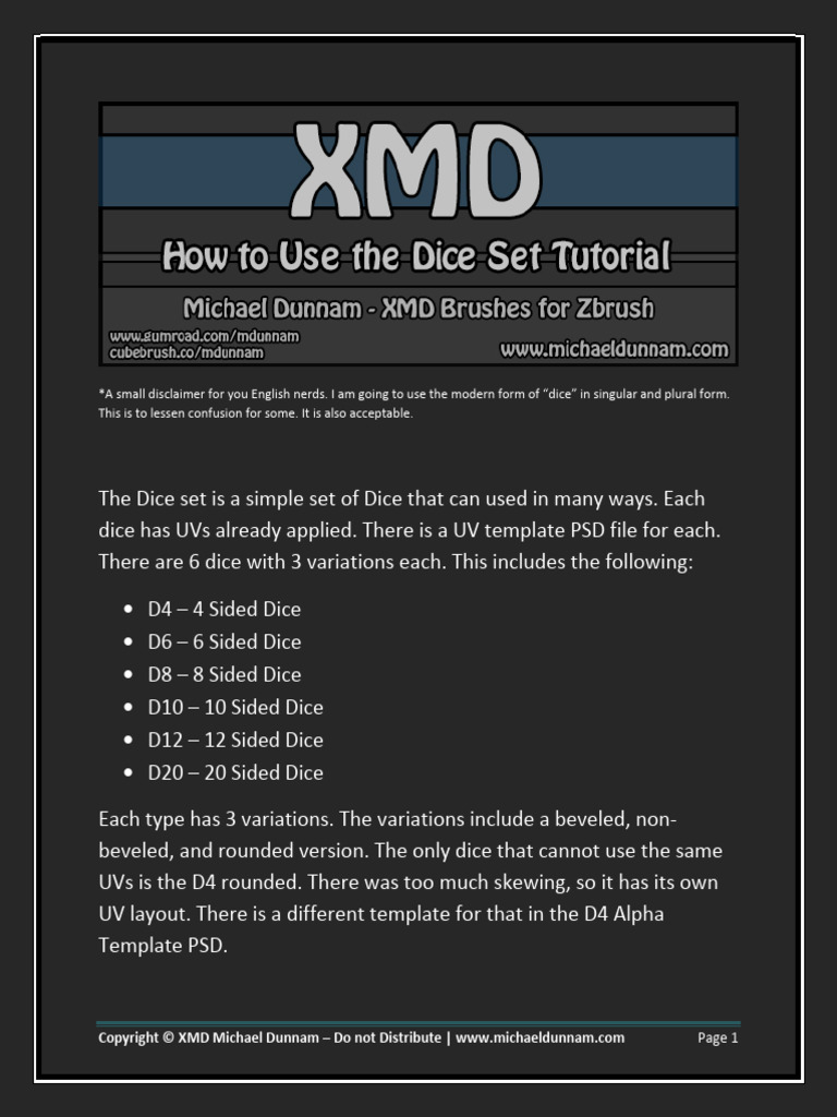 XMD Dice Alpha Setup Tutorial | PDF | Dice | Adobe Photoshop