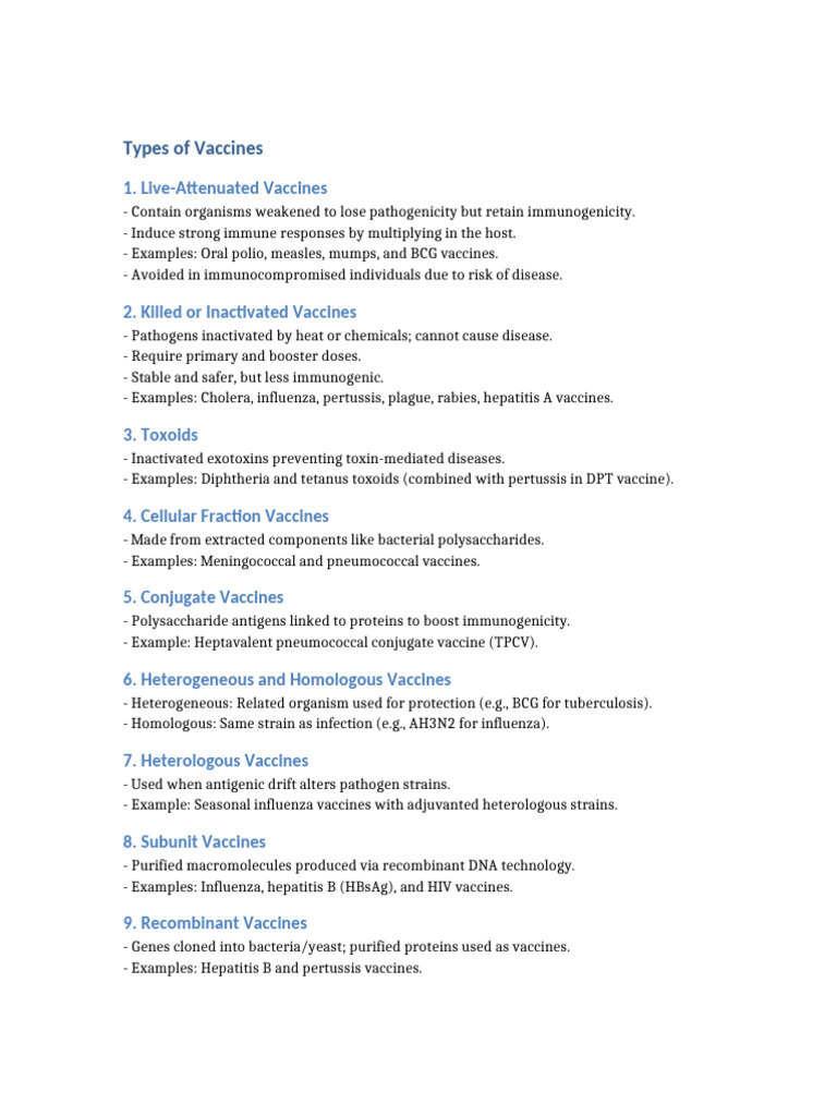 Types of Vaccines and Passive Immunisation Assignment | PDF | Vaccines ...