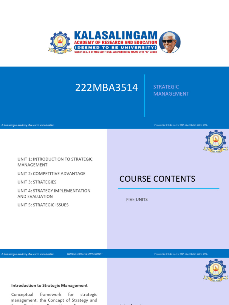 Unit1 Key Notes SM | PDF | Strategic Management | Entrepreneurship