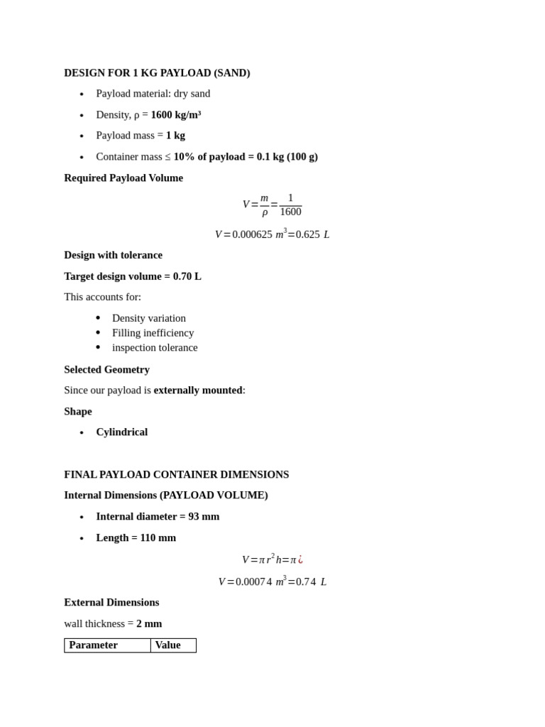 Design for 1 Kg Payload | PDF