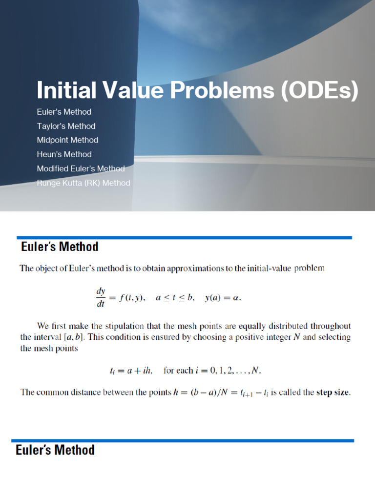 Lecture-8 Initial Value Problems (ODEs) | PDF