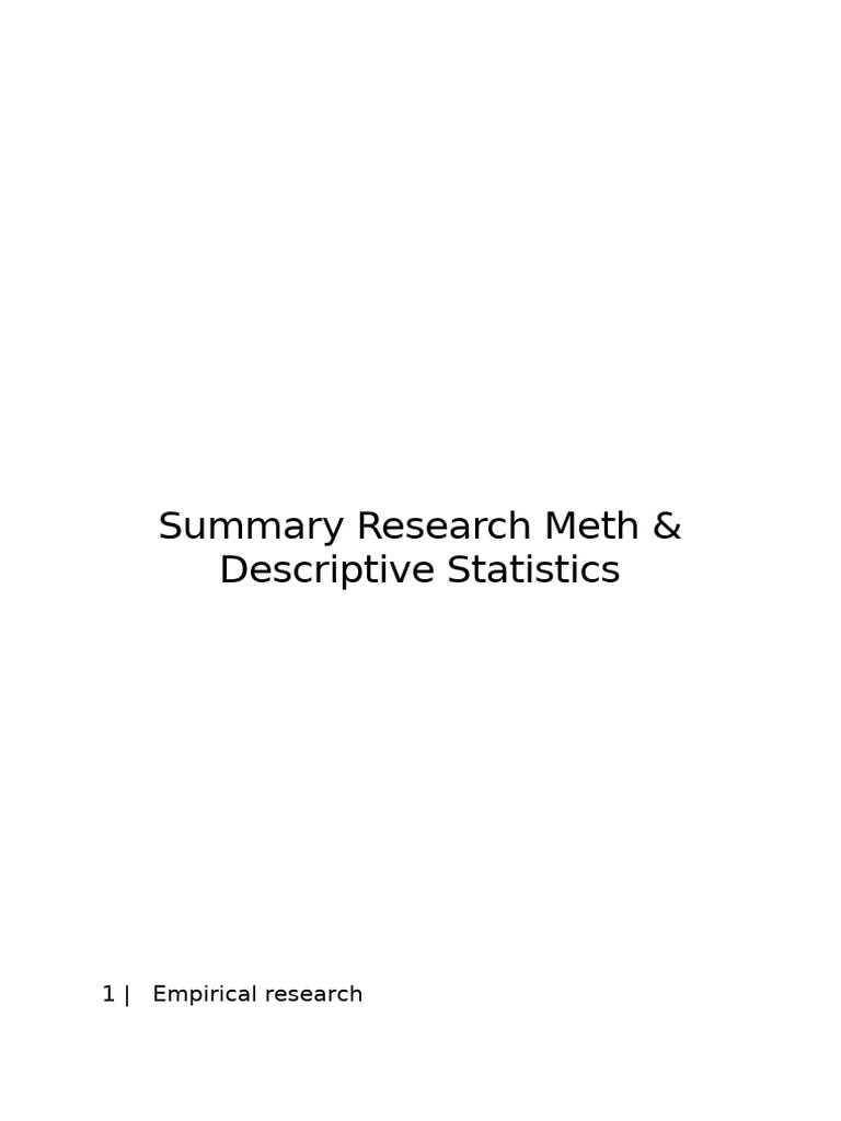 Summary TEST 1 Research Meth and Descriptive Statistics | PDF ...