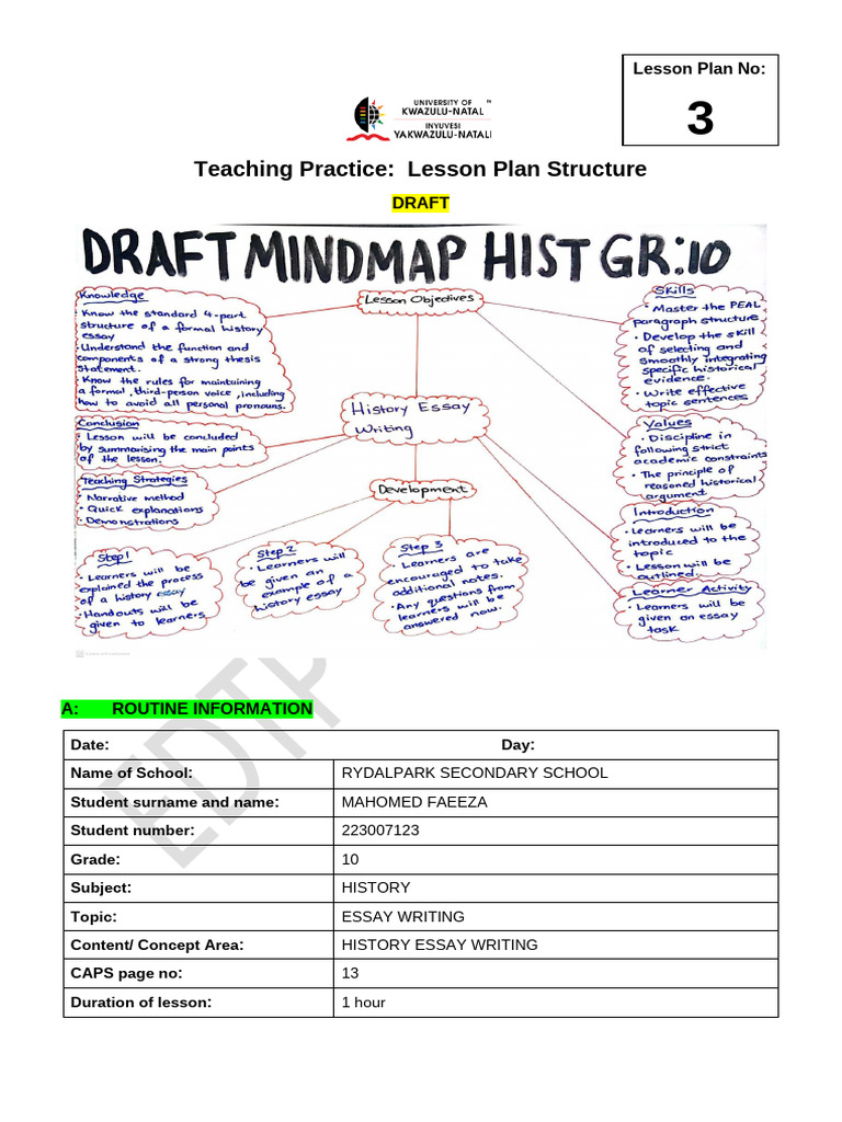 Lesson Plan 3 Grade 10 Hist | PDF