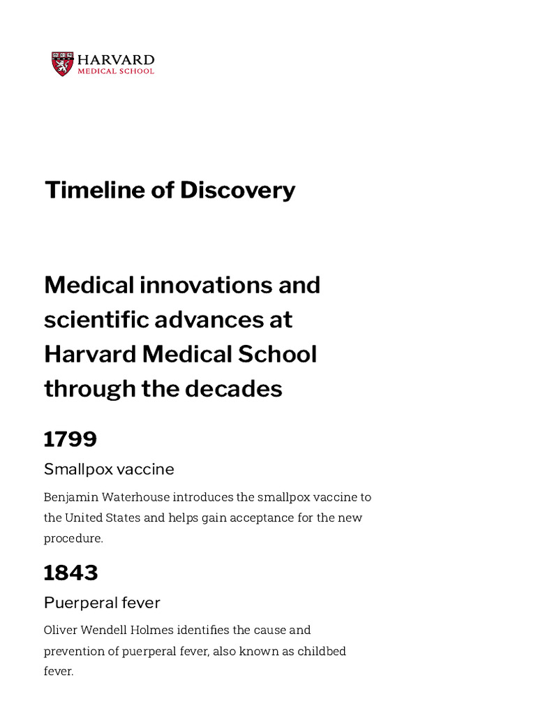 Timeline of Discovery - Harvard Medical School | PDF | Cancer | Stem Cell