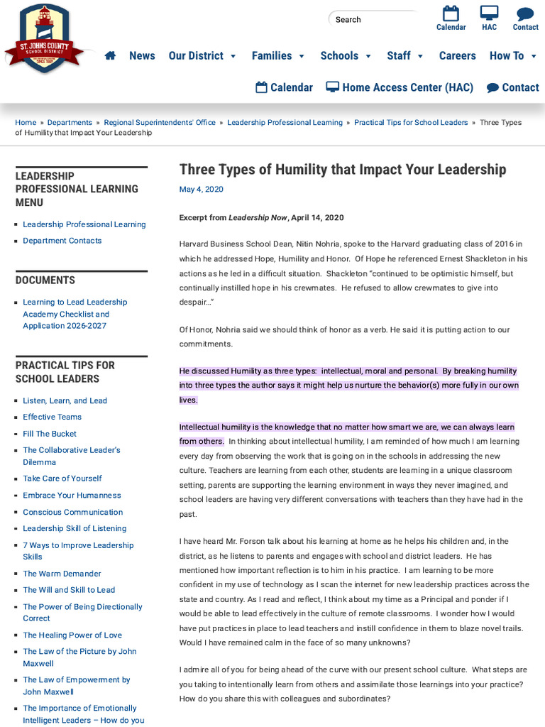 Three Types of Humility That Impact Your Leadership - Leadership | PDF ...
