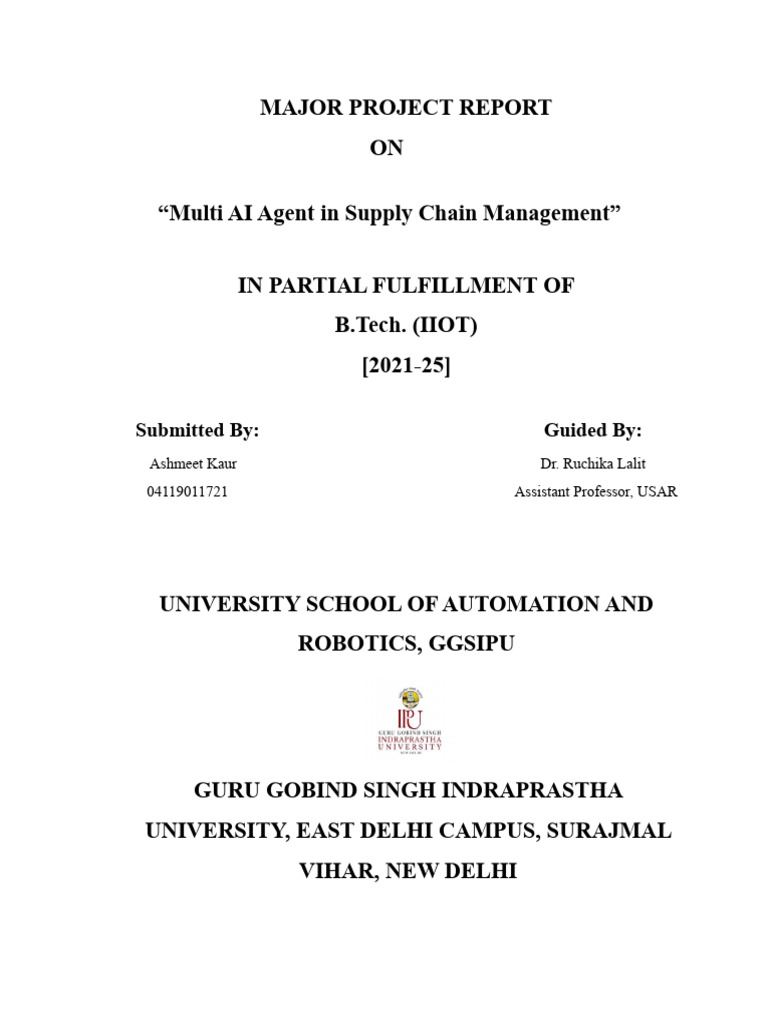 Major Project Final Report Ashmeet | PDF | Supply Chain | Supply Chain ...