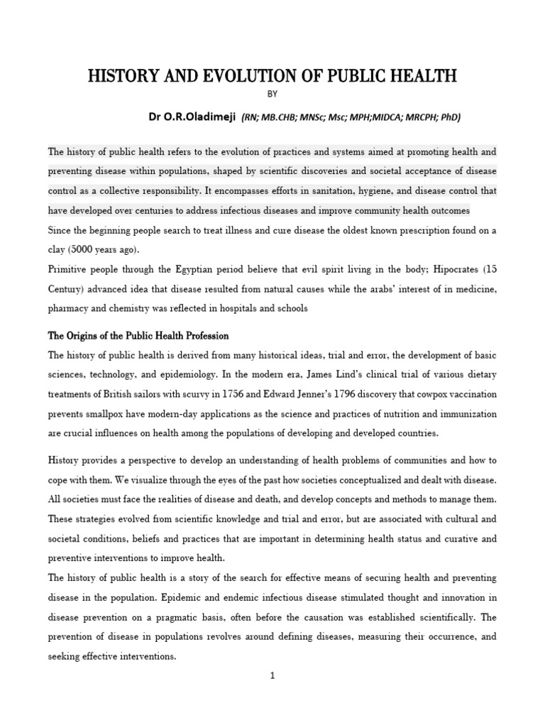 History and Evolution of Public Health | PDF | Ayurveda | Public Health
