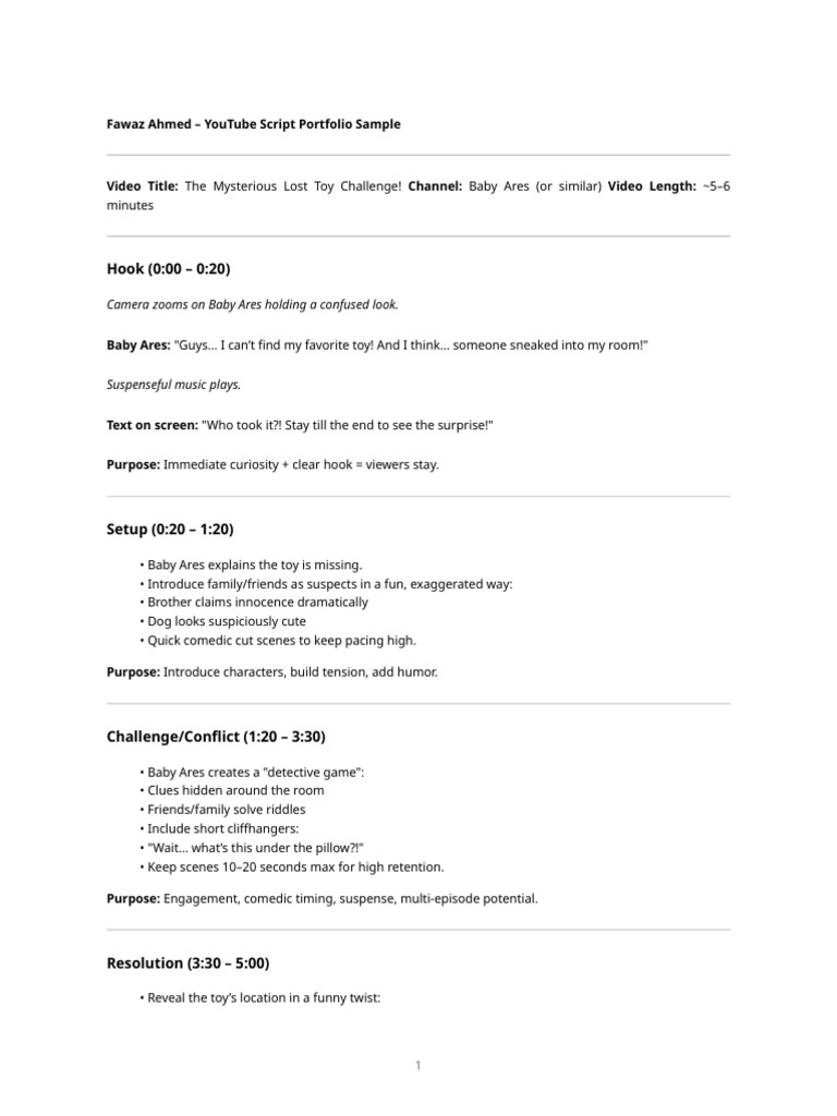 Youtube Script Portfolio | PDF