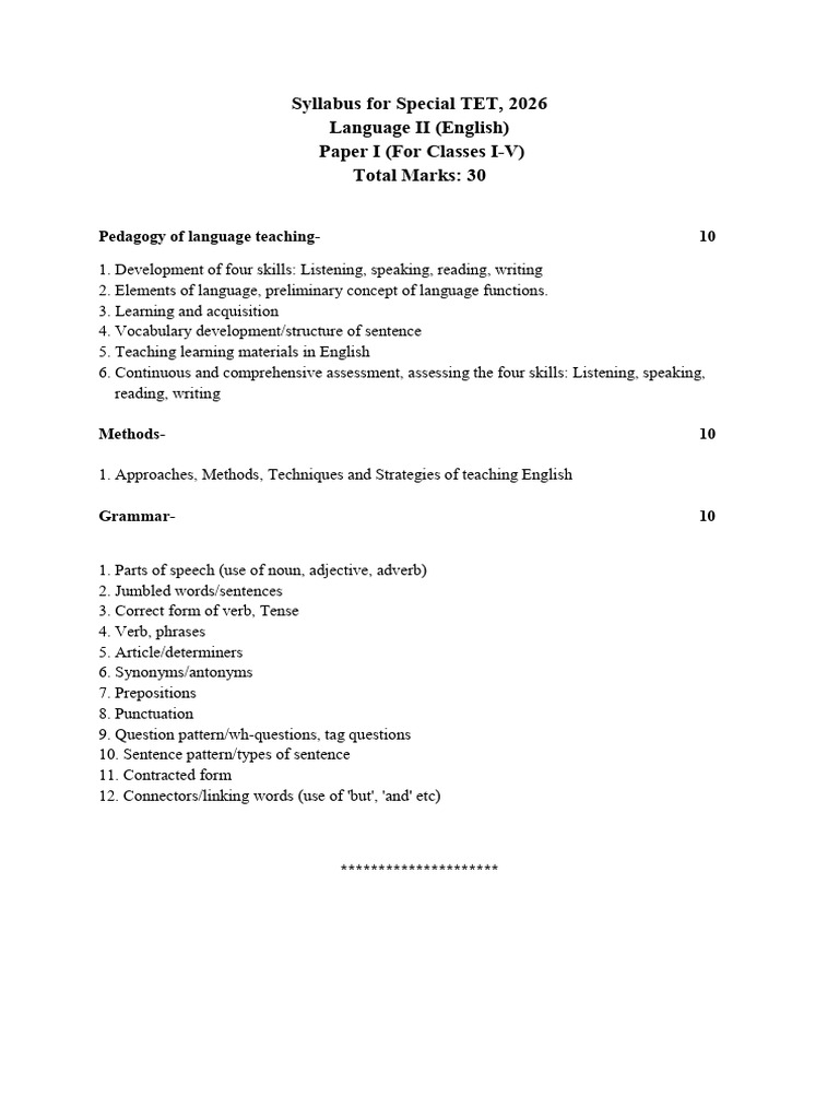 4 08012026 Paper I Language II English | PDF