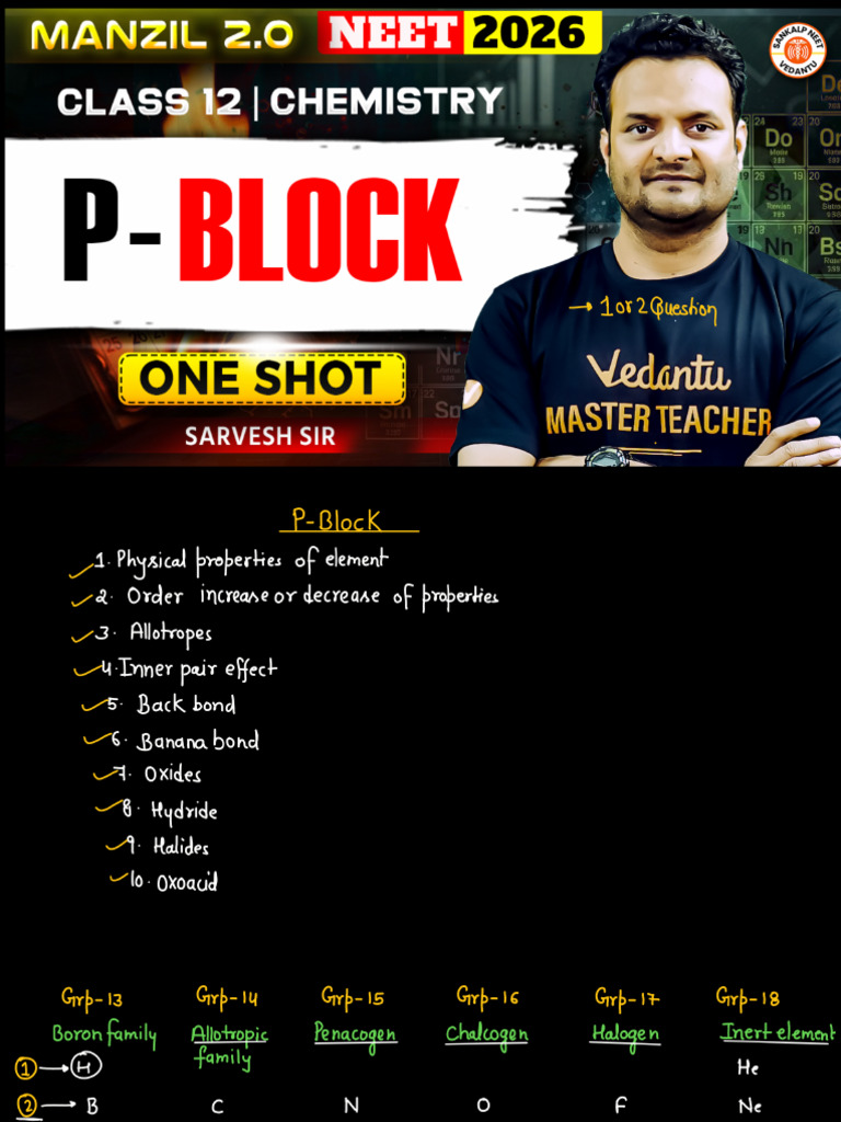 P- BLOCK SHOT NOTES (NCERT LINES) ONE SHOT | PDF