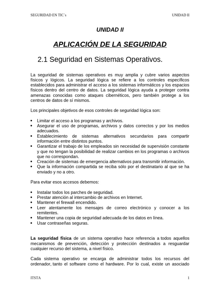 UNIDAD II APLICACION DE LA SEGURIDAD | PDF | Conmutador de red | La ...