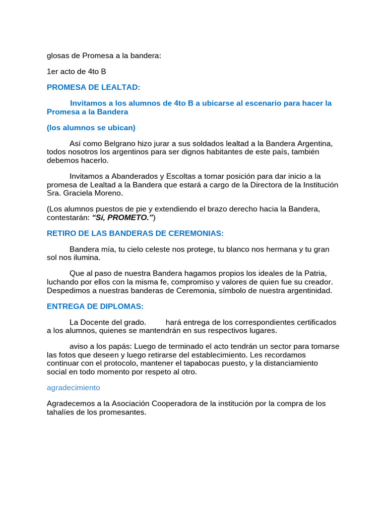 Copia de Discurso y Glosas Promesa Lealtad A La Bandera | PDF
