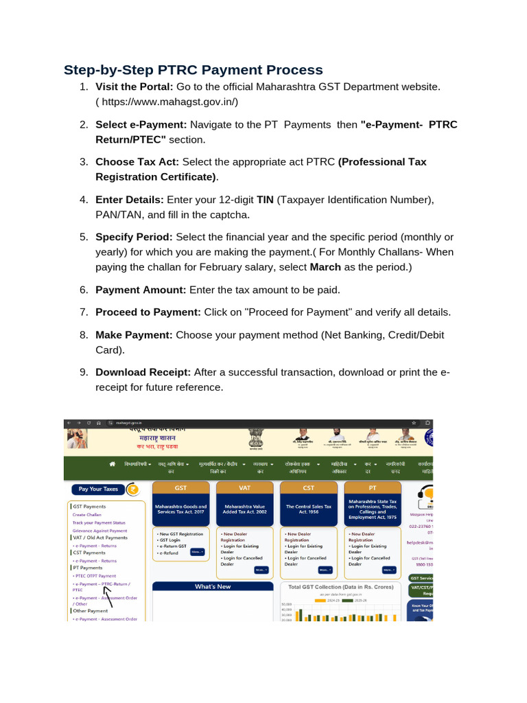Steps For PTRC Challan Payment | PDF
