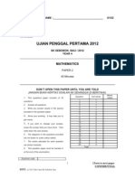 Ujian Penggal Pertama 2012: Sulit NAME: - 015/2 015/2 Mathematics Paper 2 May 2012