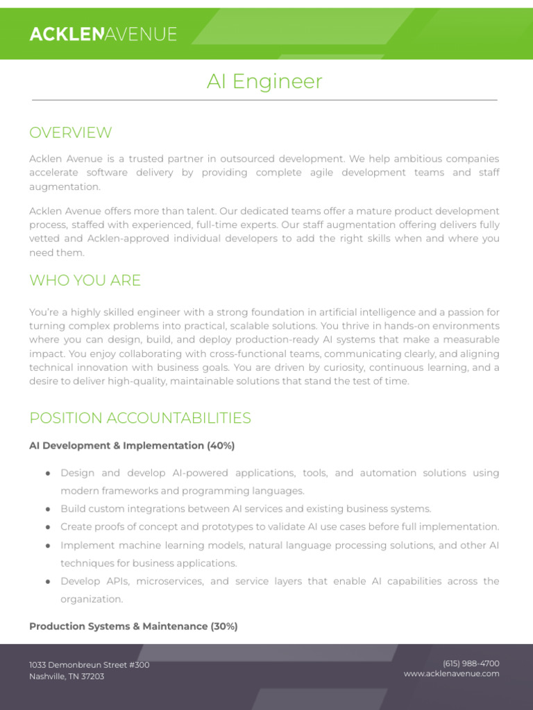 JD - AI Engineer | PDF | Artificial Intelligence | Intelligence (AI ...