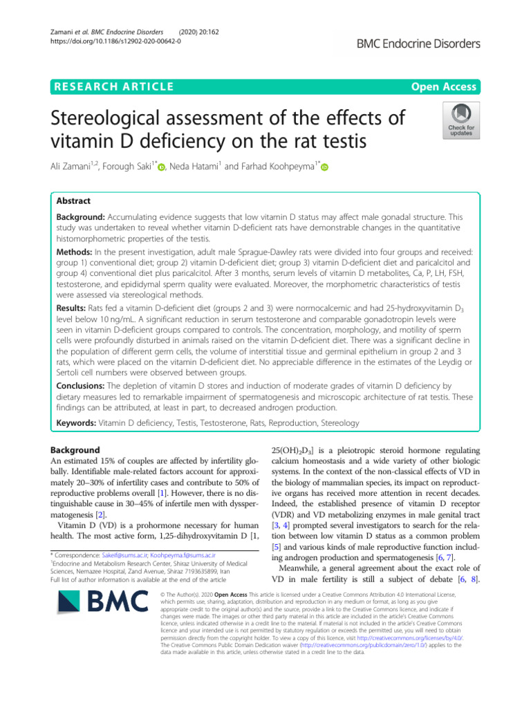 Stereological Assessment of the Effects of Vitamin D Deficiency on the ...