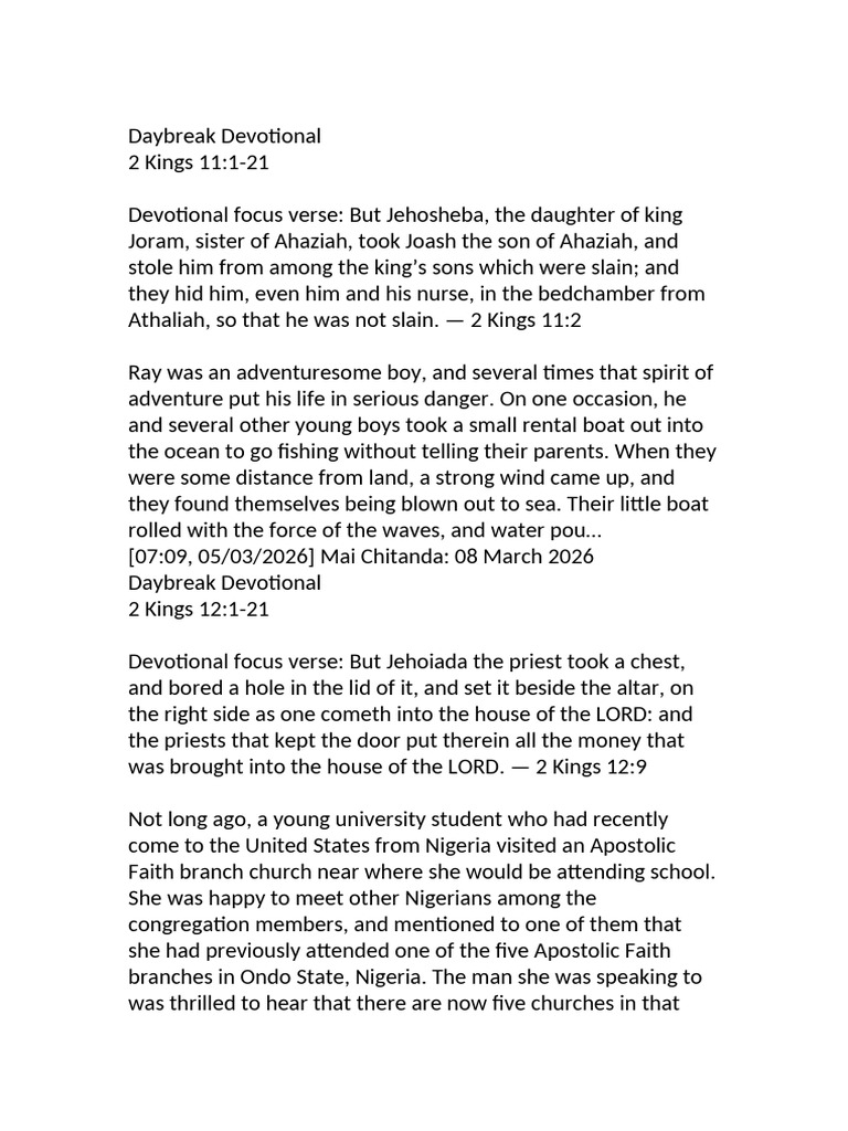 Daily Devotion 5 March 2026 English | PDF | Books Of Kings | Books Of ...