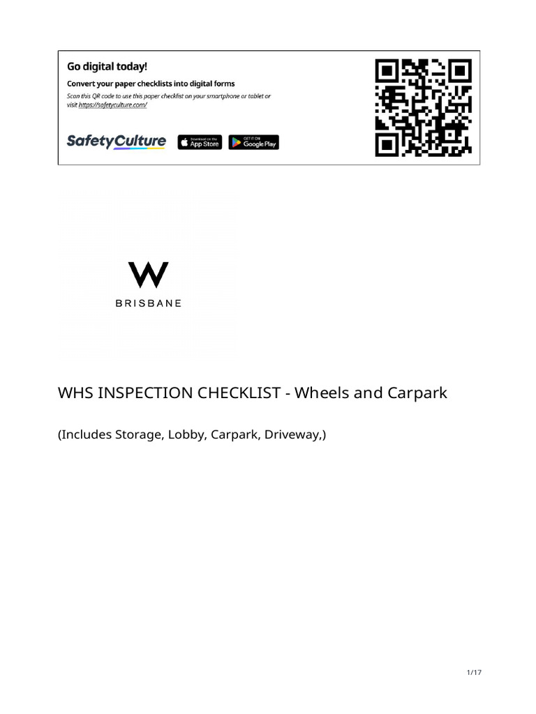 Whs Inspection Checklist - Wheels and Carpark | PDF | Personal ...