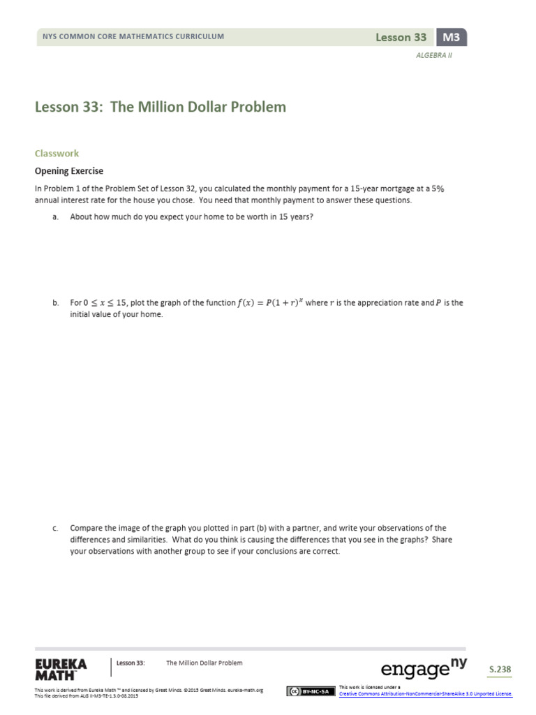 Algebra II m3 Topic e Lesson 33 Student | PDF | Interest | Function ...