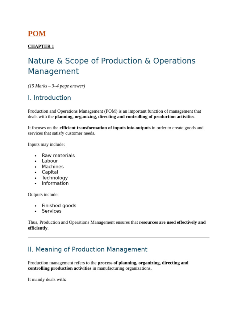Pom Mid Sem 01 | PDF