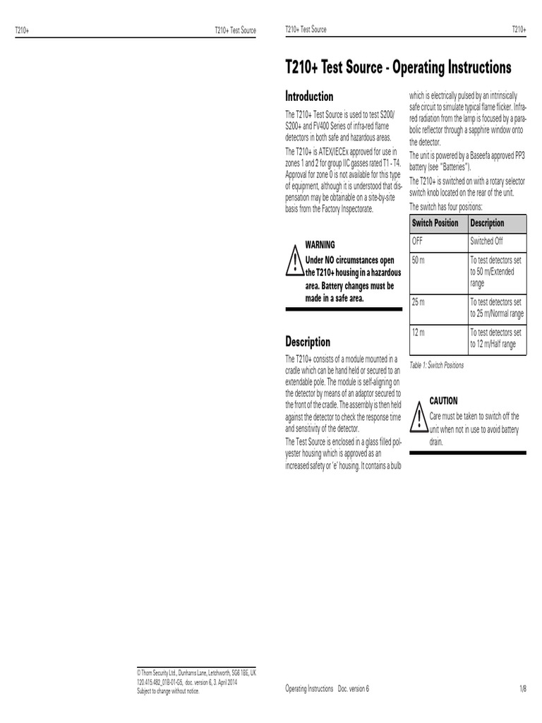 01B-01-G5 (120.415.482).Operating.Instructions.T210+.IR Test Torch ...