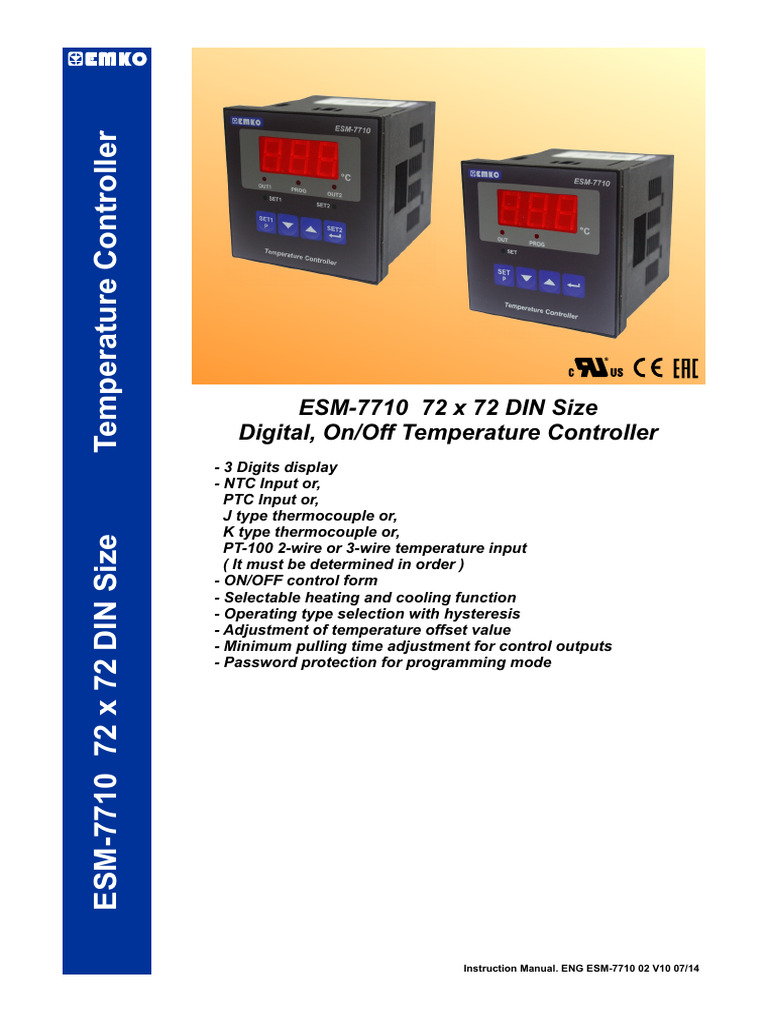 Digital on-OfF Temperature Controller ESM-7710 - Manual - EN | PDF ...