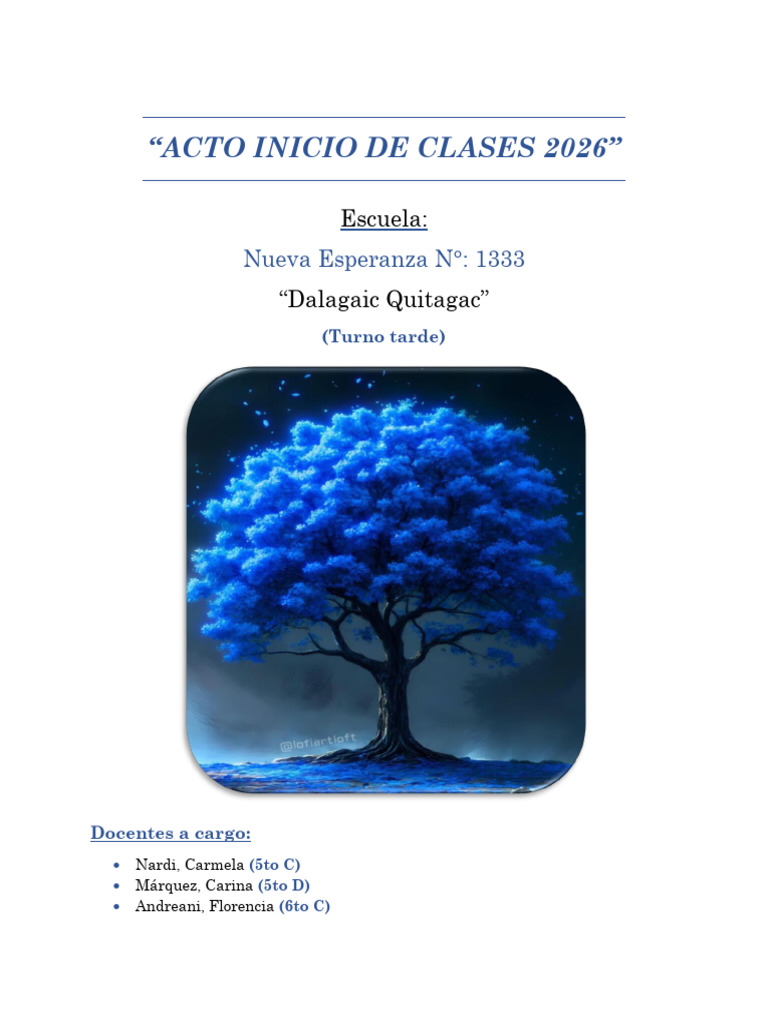 Acto Inicio de Clases 2026 | PDF