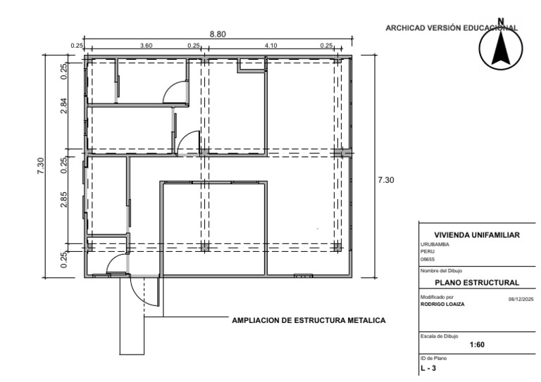 Plano de Estructuras Vivienda Unifamiliar | PDF