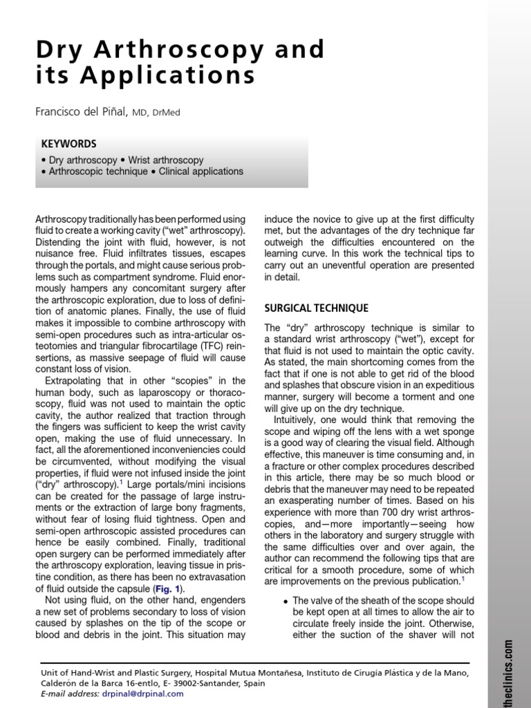 Dry Arthroscopy And Its Applications Musculoskeletal - 