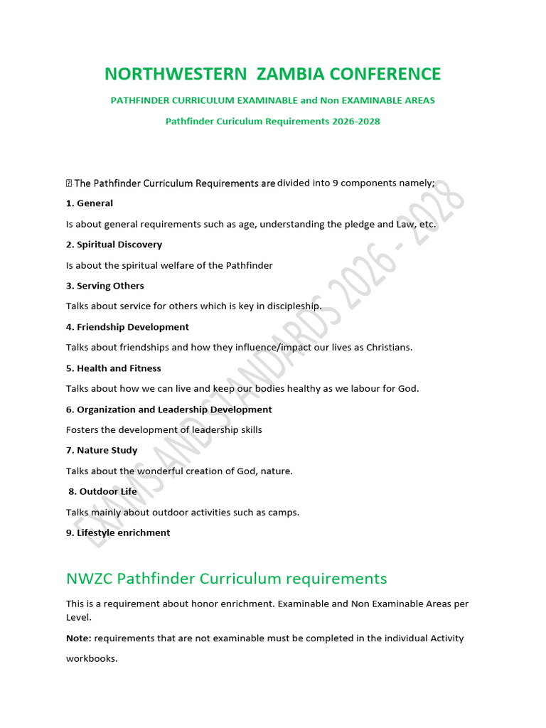 Pathfinder Curriculum 2026 | PDF