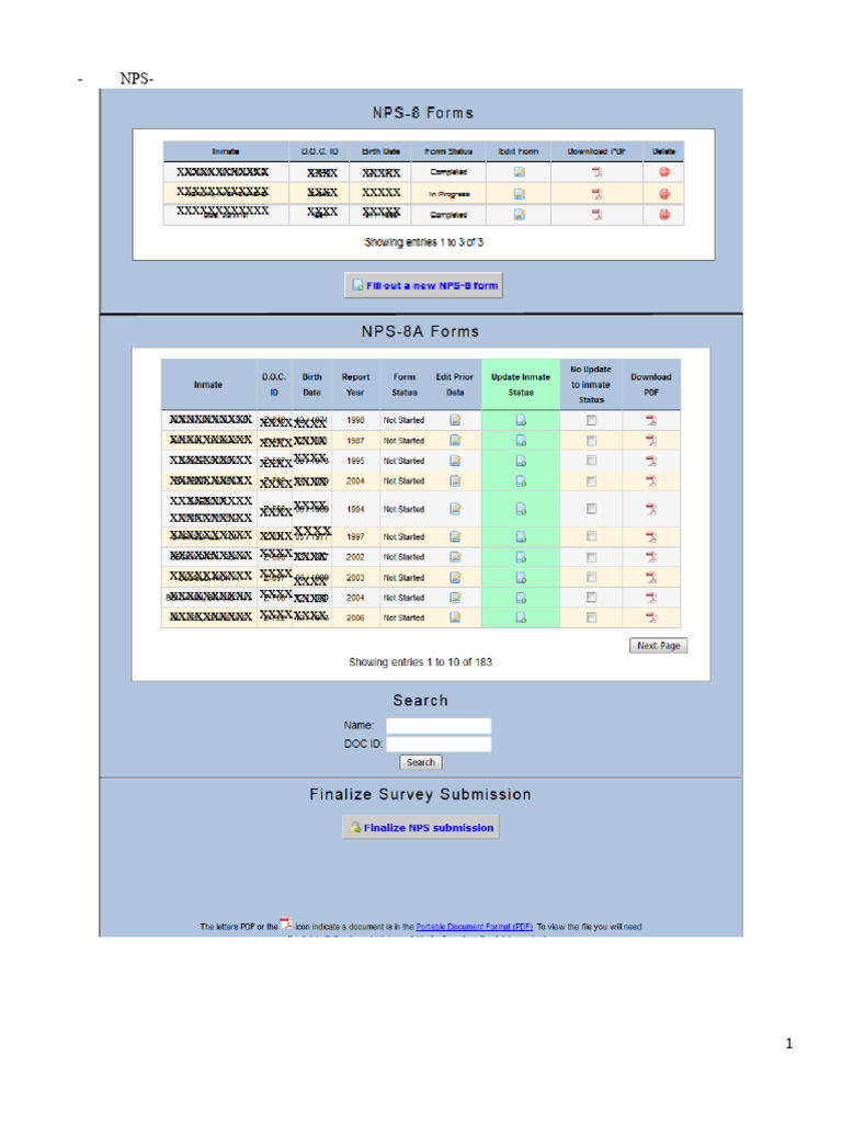 Appendix 1_Screenshots for NPS8 Web Data Collection Tool | PDF