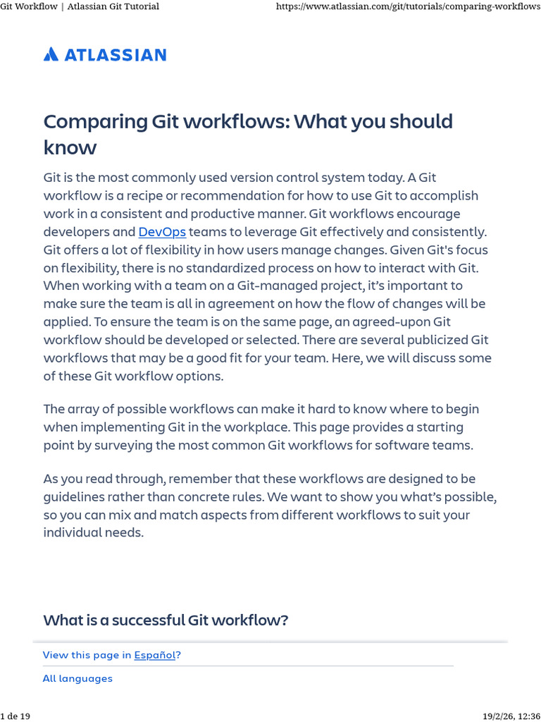Git Workflow - Atlassian Git Tutorial | PDF | Version Control ...