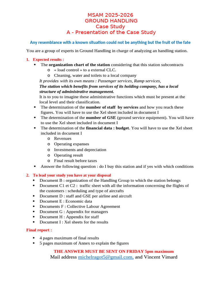 A - Presentation of The Study Case MSAM 2025-26 | PDF