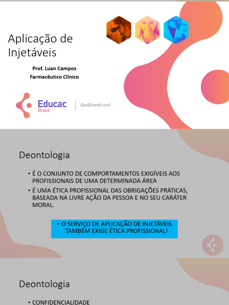Aula Educac - APLICAÇAO DE INJETÁVEIS | PDF | Farmacêutico | Hepatite