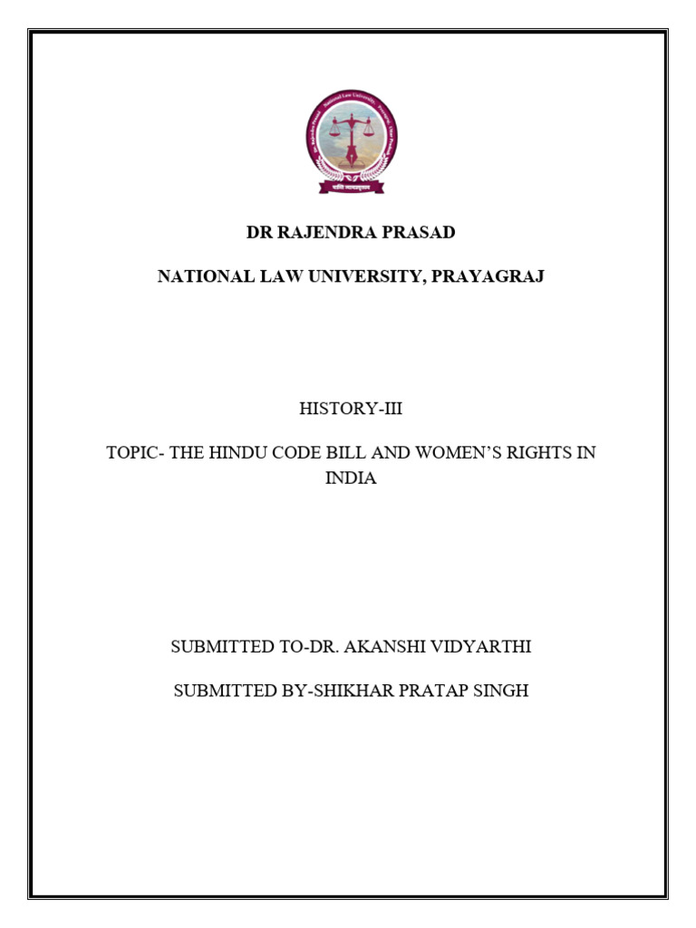 The Hindu Code Bill and Women | PDF | Justice | Crime & Violence