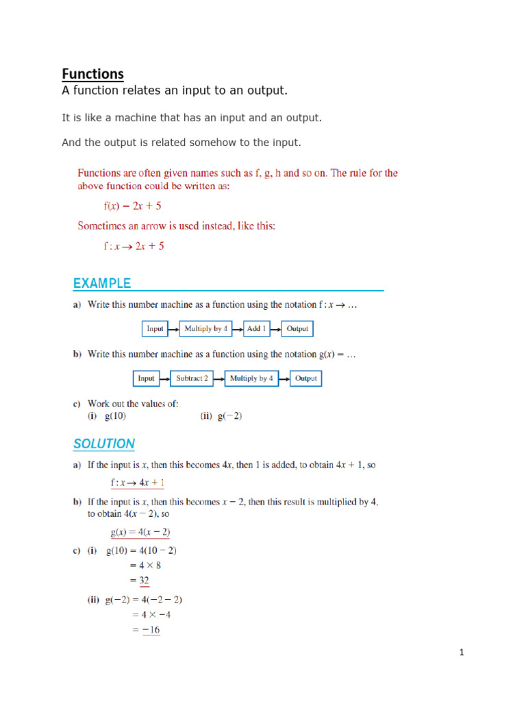 Functions Grade 10 Cambridge | PDF | Function (Mathematics ...