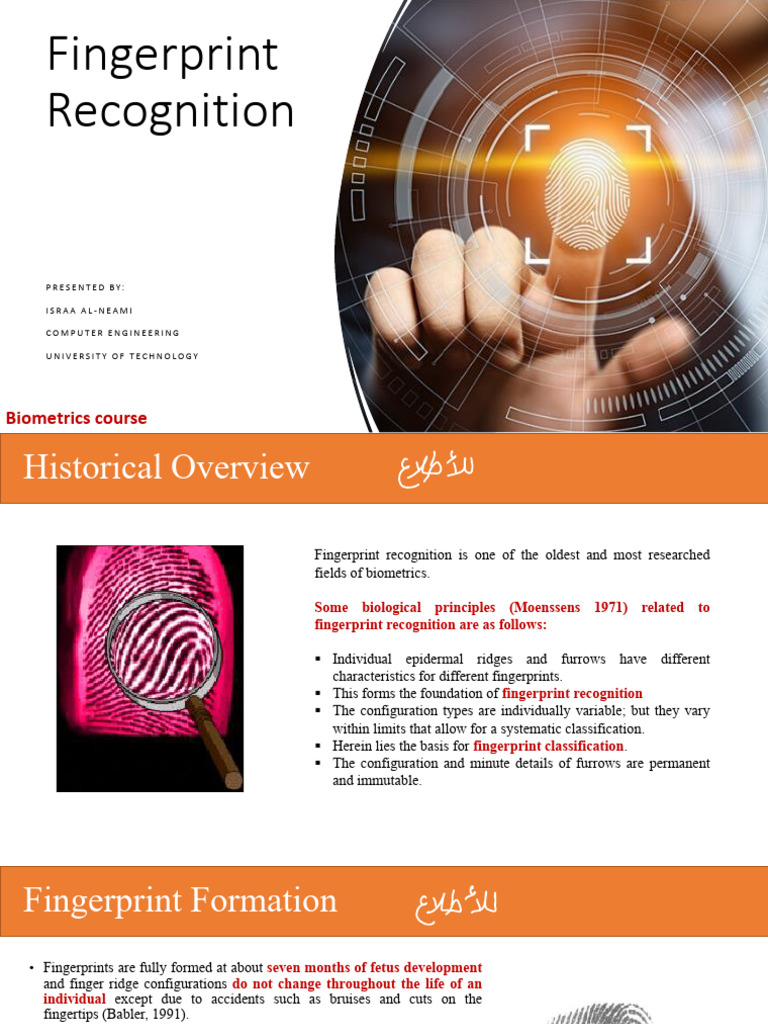 Lec 4 - Fingerprint Recognition | PDF | Fingerprint | Biometrics