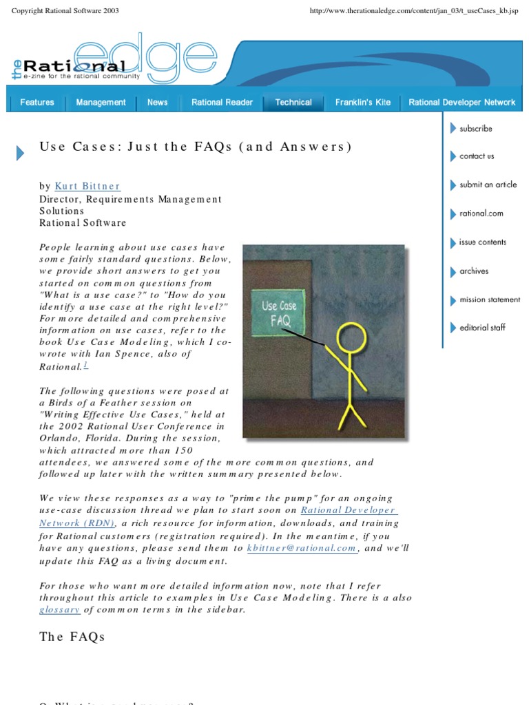 Use Cases: Just The Faqs (And Answers) : Kurt Bittner | PDF | Use Case ...