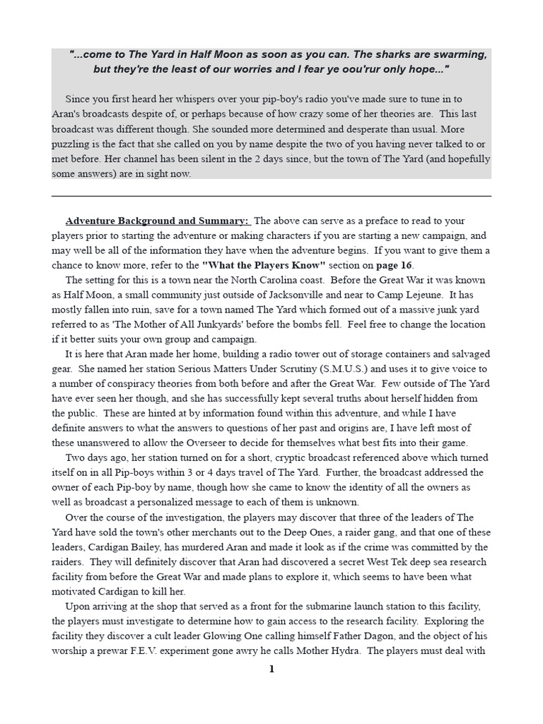 Half Done in Half Moon | PDF