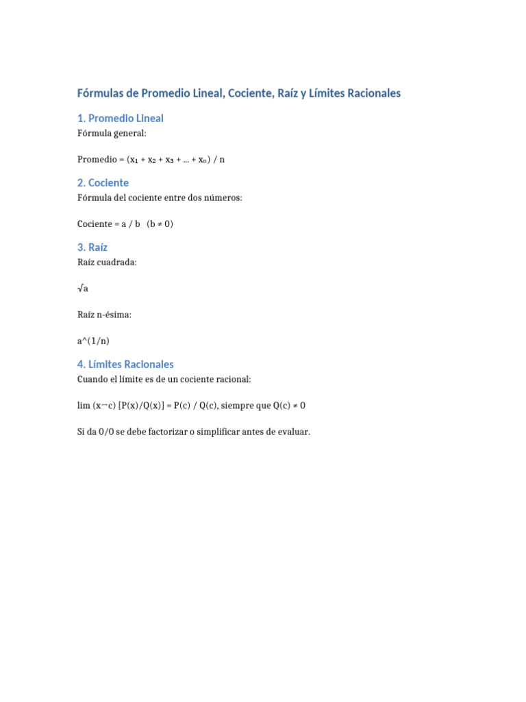Formulas Matematicas | PDF