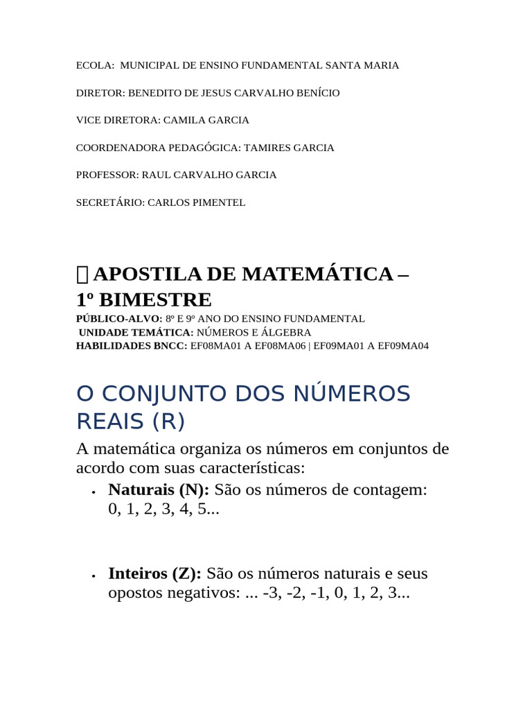 ? Apostila de Matemática Pronta Enviar | PDF | Exponenciação | Números