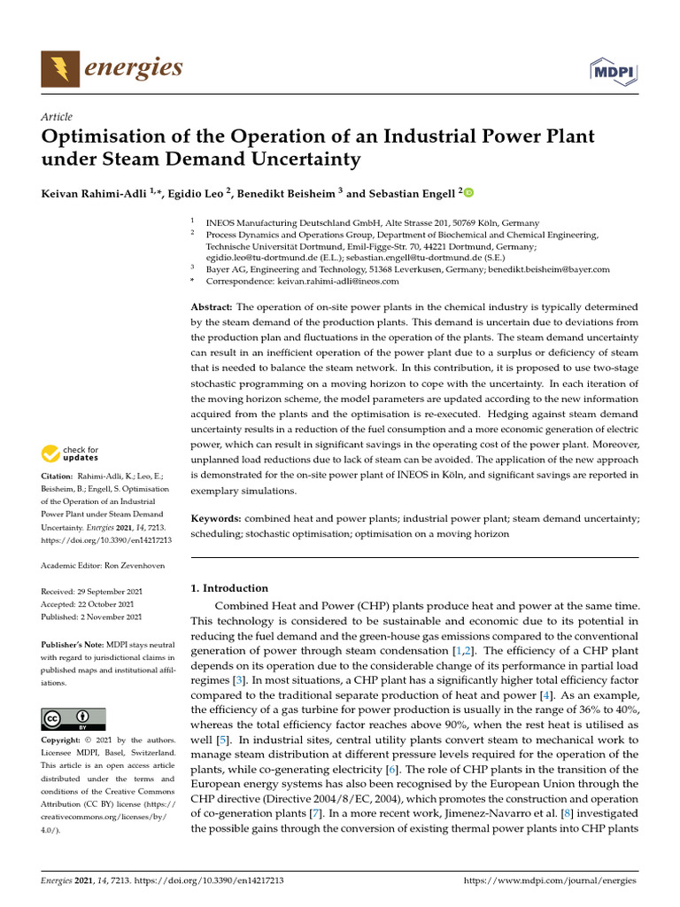 Energies 14 07213 | PDF | Mathematical Optimization | Cogeneration