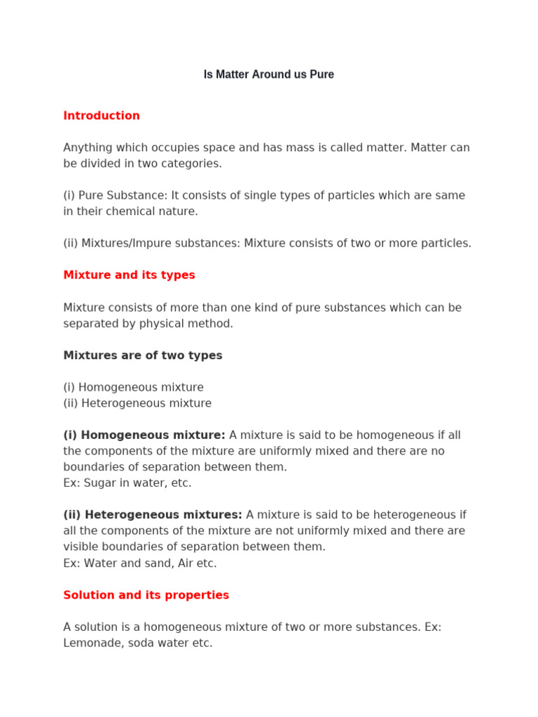 1755669623350.is Matter Around Us Pure Notes | PDF | Mixture | Chemical ...