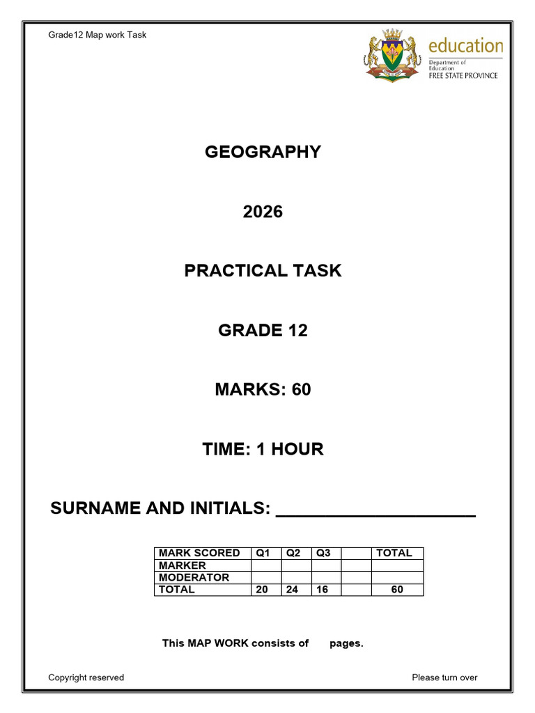 2026 Grade 12 Map Work Task | PDF | Geographic Information System ...
