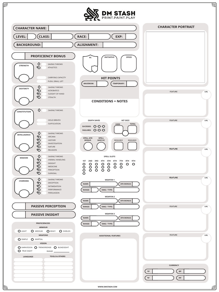 DMS CharacterSheet FormFillable | PDF