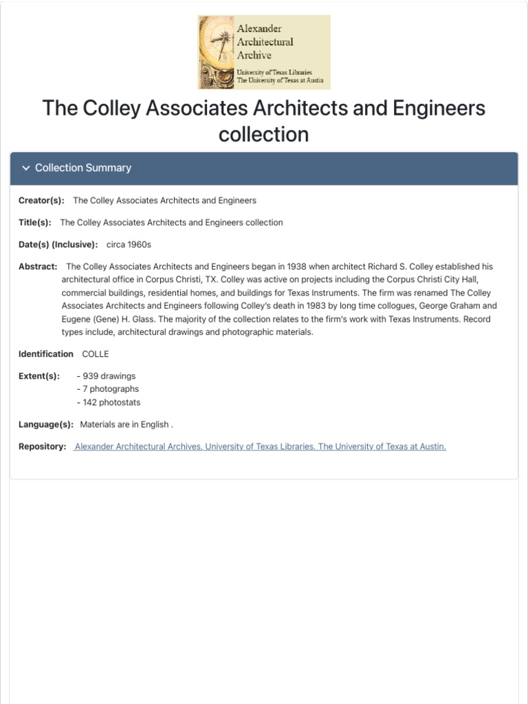 The Colley Associates Architects and Engineers Collection - TARO | PDF