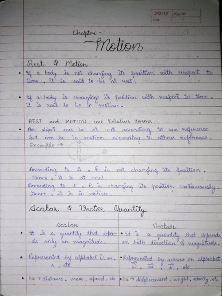 Ch - Motion (Class 9) | PDF