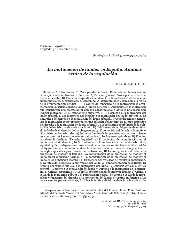 La motivación de laudos en España - Gino RIVAS CASO | PDF ...